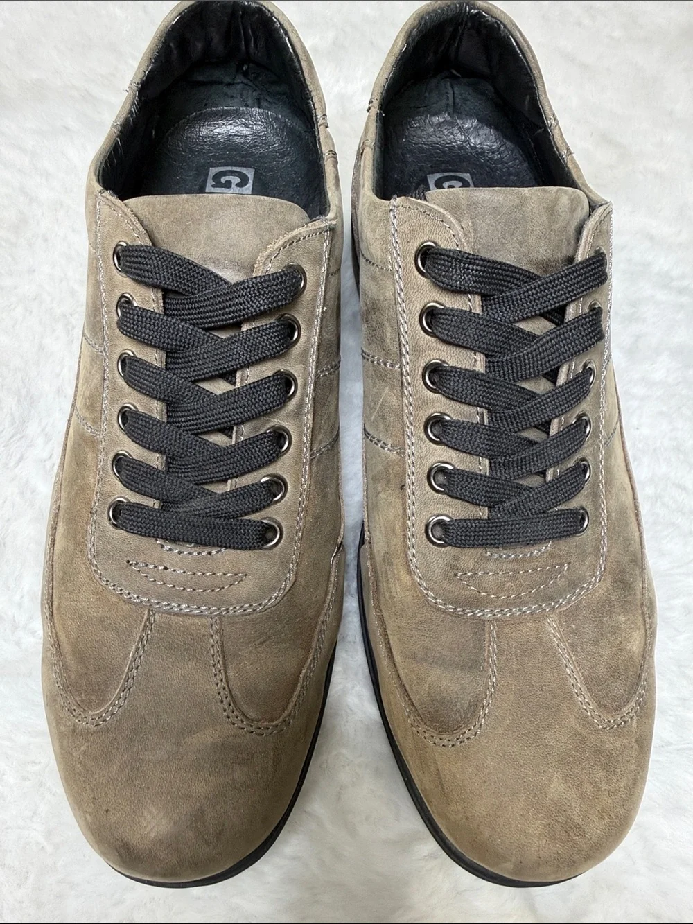 GDEFY Gravity Defyer Men 10 Leather Oxford Walking Shoe Taupe VersoShock Comfort